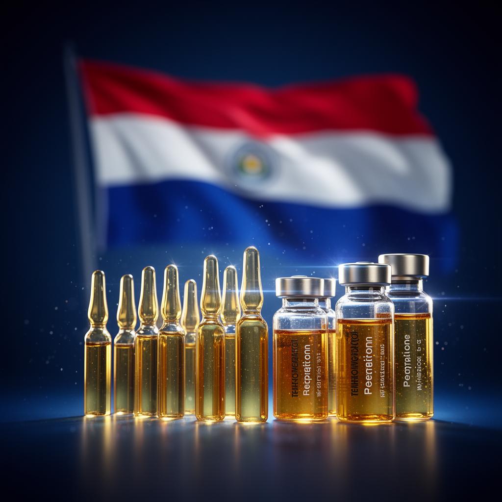 Ampolas e bandeira do Paraguay — medicamentos importados
